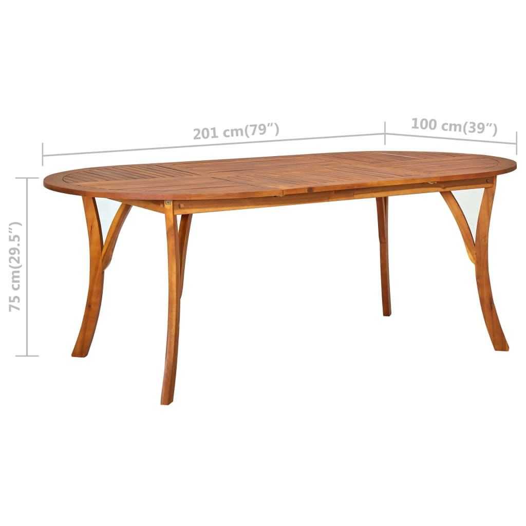 Tuintafel 201x100x75 cm massief acaciahout is nu te koop bij PeponiXL, paradijselijk wonen!