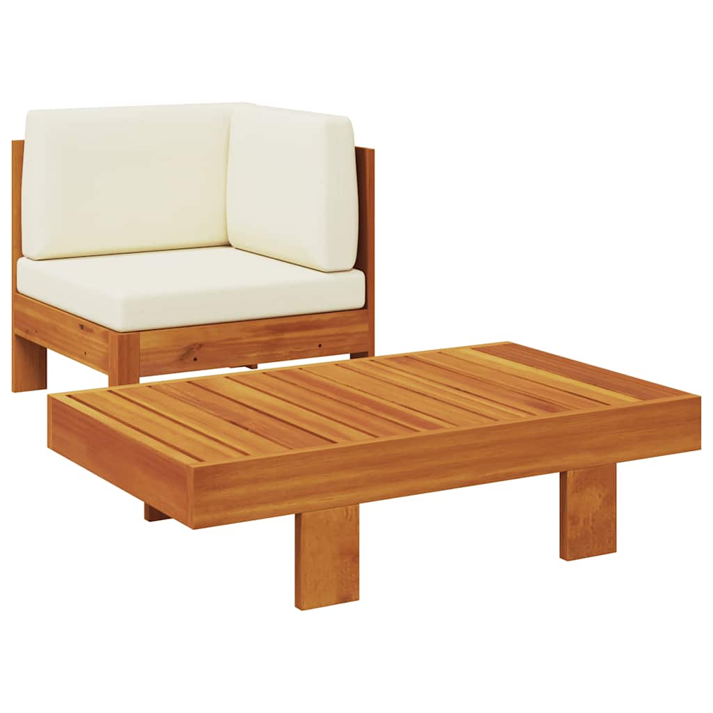 2-delige Loungeset met crèmewitte kussens acaciahout is nu te koop bij PeponiXL, paradijselijk wonen!