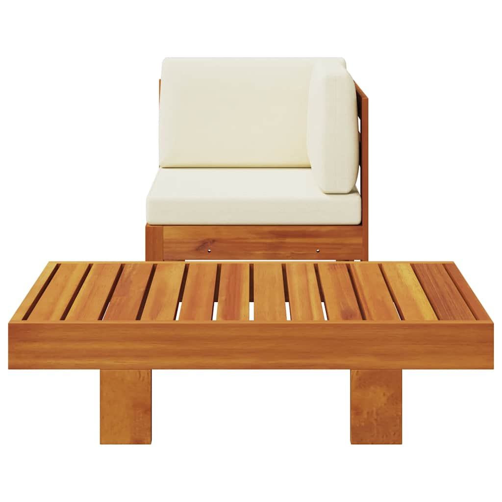 2-delige Loungeset met crèmewitte kussens acaciahout is nu te koop bij PeponiXL, paradijselijk wonen!