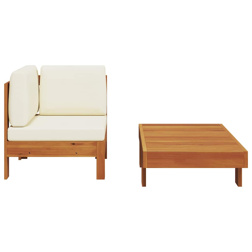 2-delige Loungeset met crèmewitte kussens acaciahout is nu te koop bij PeponiXL, paradijselijk wonen!