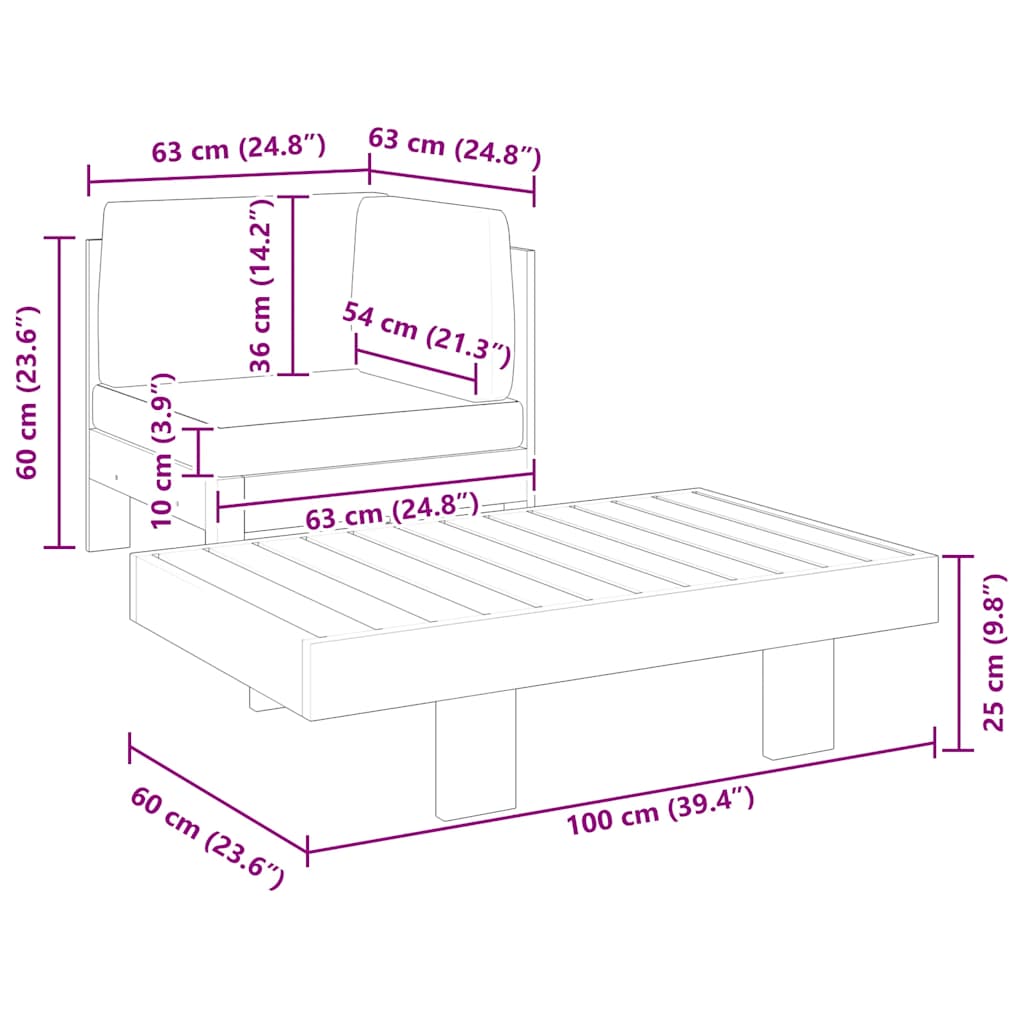 2-delige Loungeset met crèmewitte kussens acaciahout is nu te koop bij PeponiXL, paradijselijk wonen!