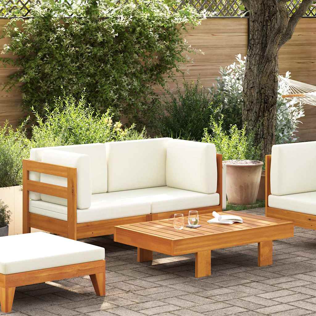 2-delige Loungeset met crèmewitte kussens acaciahout is nu te koop bij PeponiXL, paradijselijk wonen!