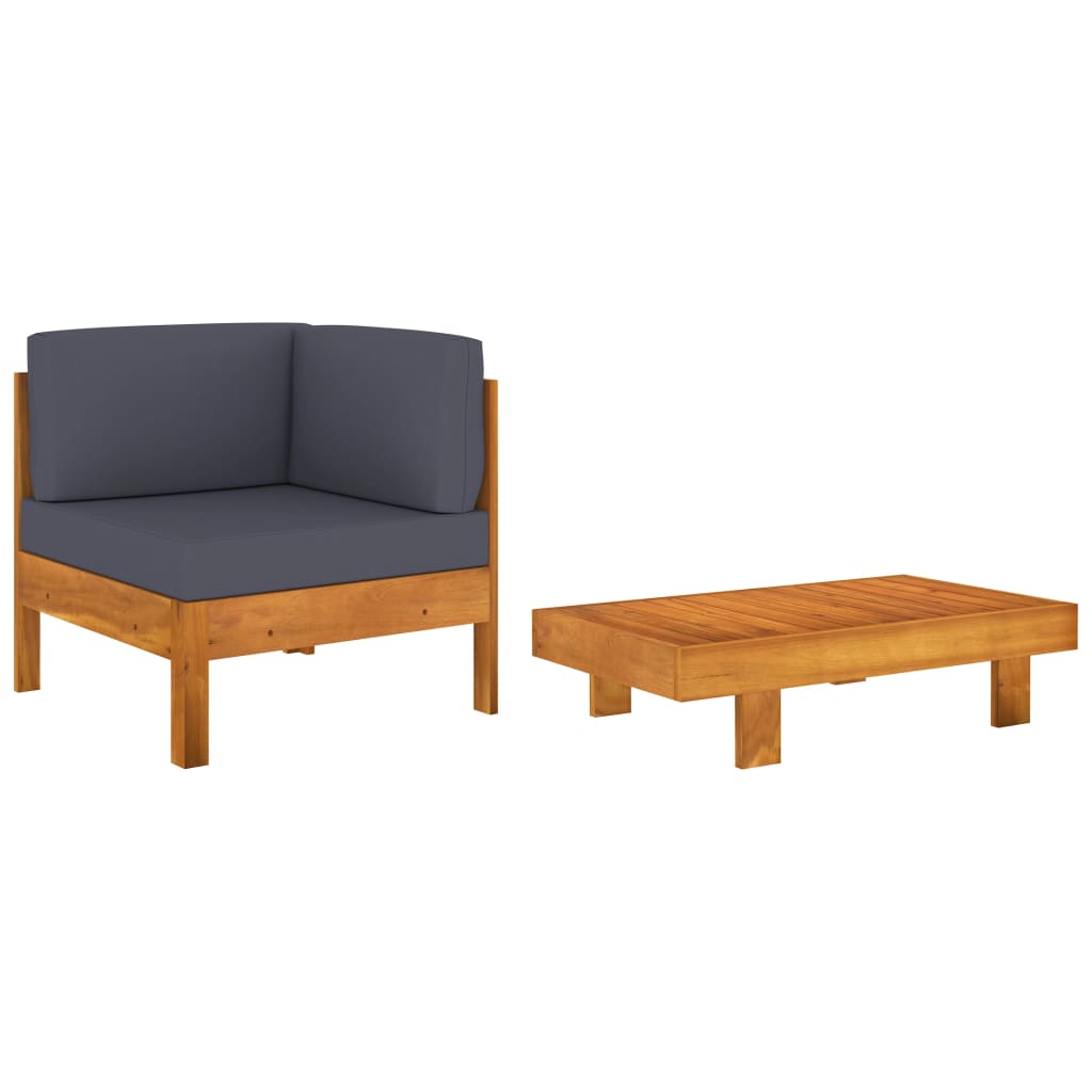 2-delige Loungeset met donkergrijze kussens acaciahout is nu te koop bij PeponiXL, paradijselijk wonen!
