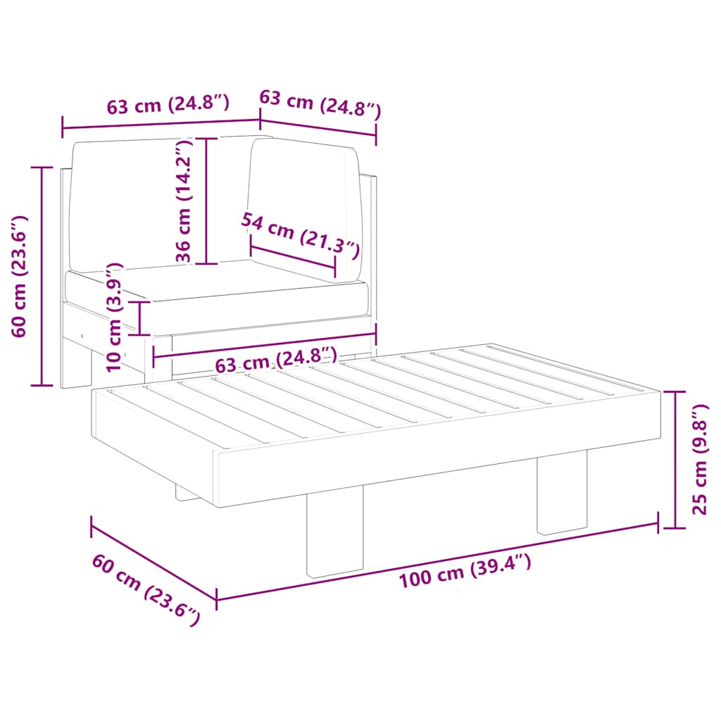 2-delige Loungeset met donkergrijze kussens acaciahout is nu te koop bij PeponiXL, paradijselijk wonen!