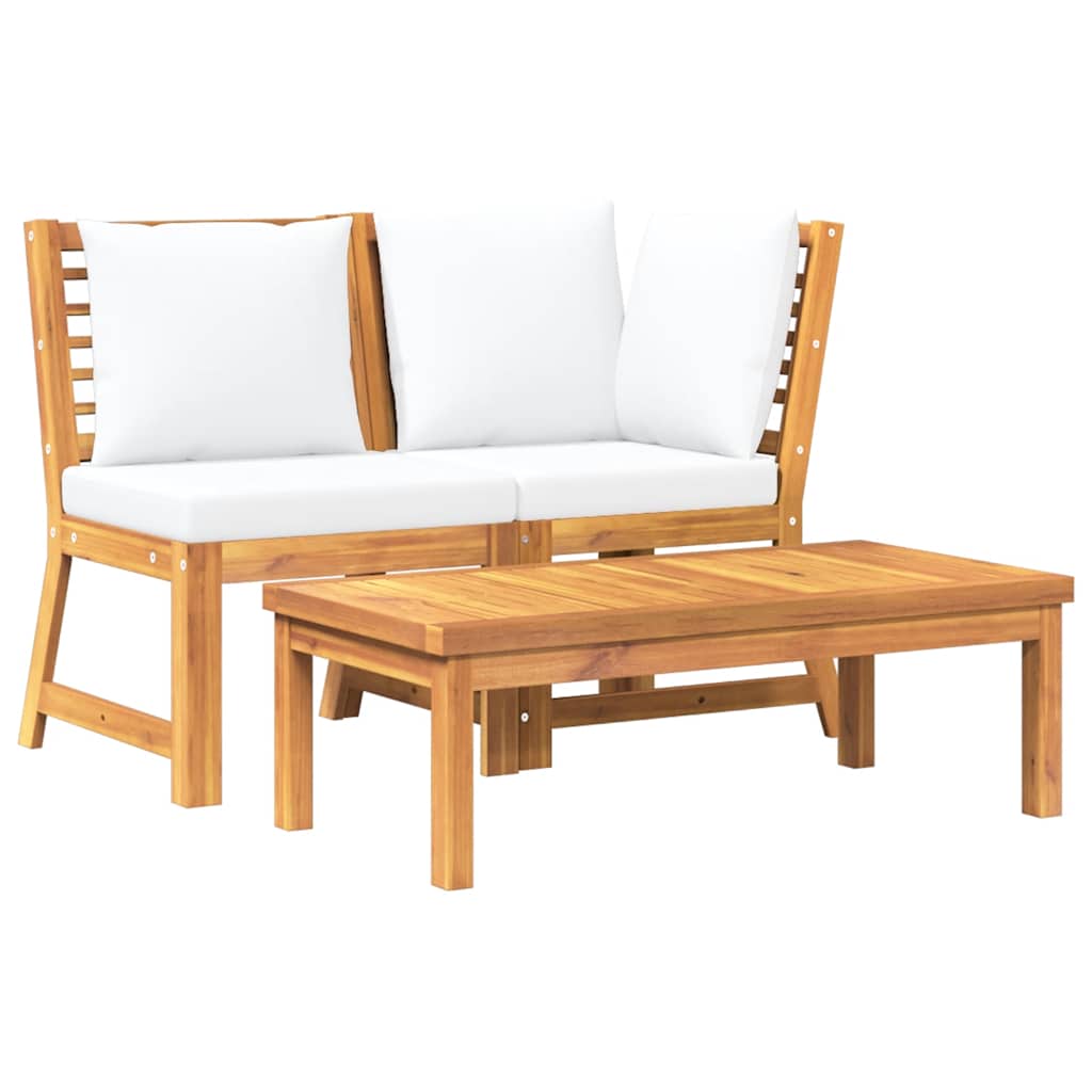 3-delige Loungeset met crèmekleurige kussens massief acaciahout is nu te koop bij PeponiXL, paradijselijk wonen!
