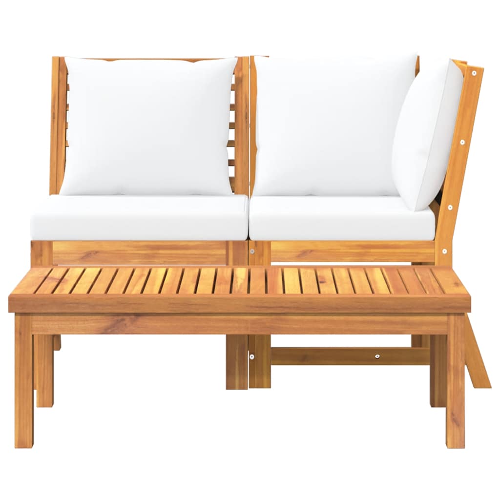 3-delige Loungeset met crèmekleurige kussens massief acaciahout is nu te koop bij PeponiXL, paradijselijk wonen!