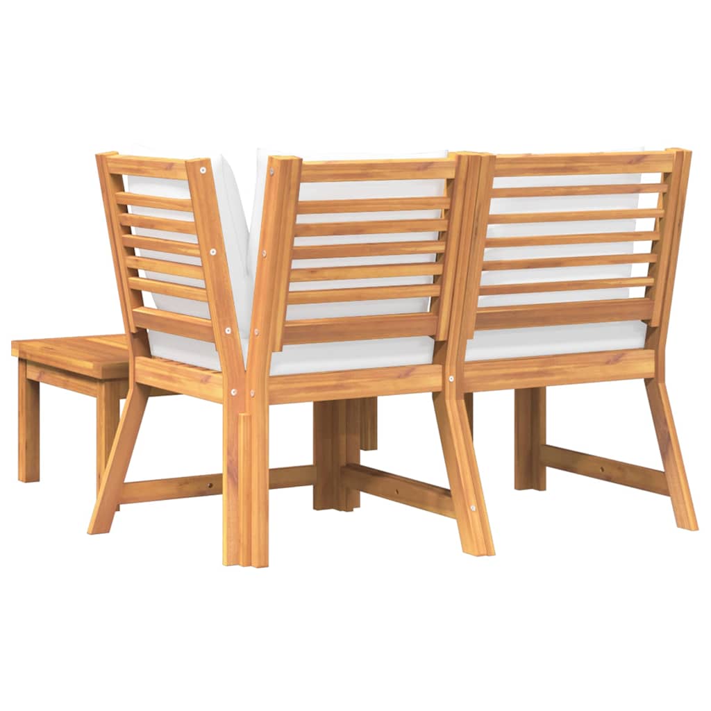 3-delige Loungeset met crèmekleurige kussens massief acaciahout is nu te koop bij PeponiXL, paradijselijk wonen!