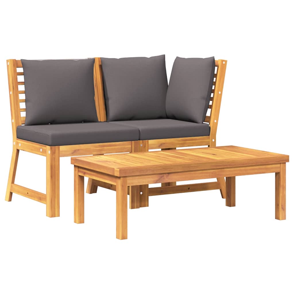 3-delige Loungeset met donkergrijze kussens massief acaciahout is nu te koop bij PeponiXL, paradijselijk wonen!