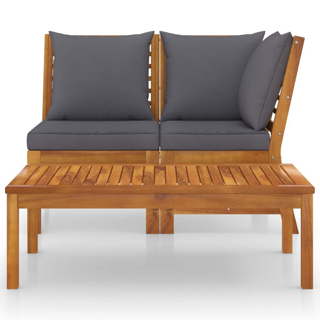 3-delige Loungeset met donkergrijze kussens massief acaciahout is nu te koop bij PeponiXL, paradijselijk wonen!