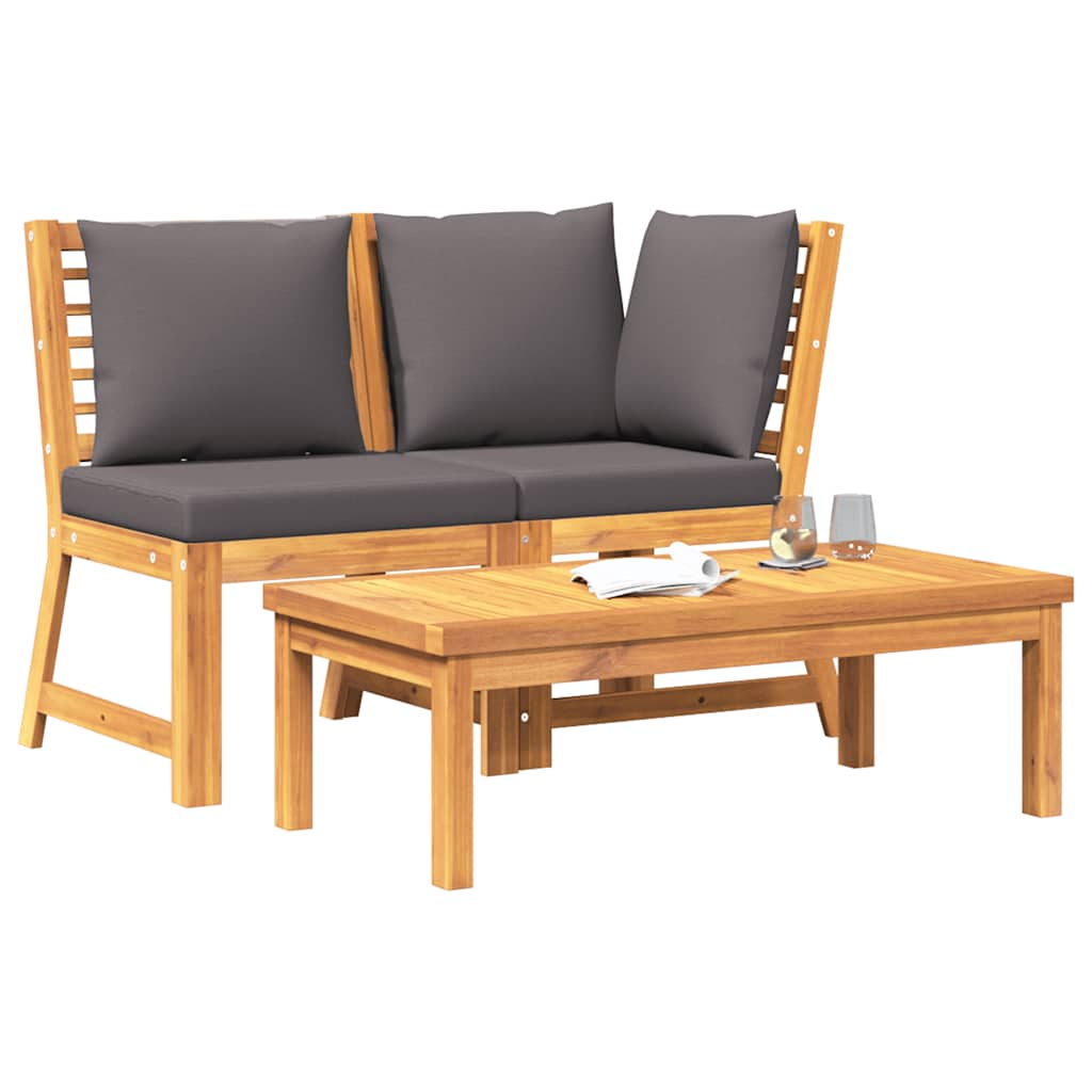 3-delige Loungeset met donkergrijze kussens massief acaciahout is nu te koop bij PeponiXL, paradijselijk wonen!