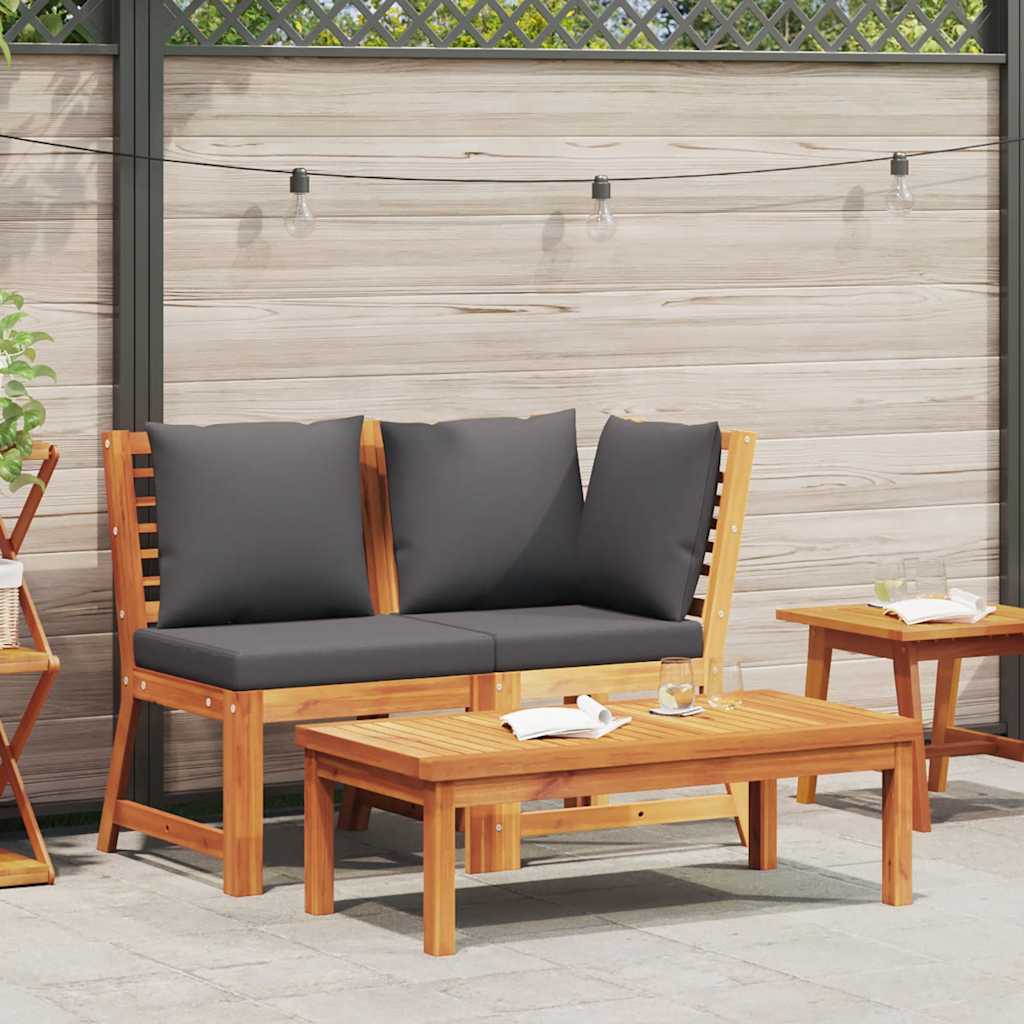 3-delige Loungeset met donkergrijze kussens massief acaciahout is nu te koop bij PeponiXL, paradijselijk wonen!