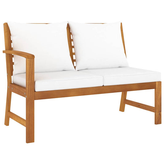 Tuinbank met crèmekleurig kussen 114,5 cm massief acaciahout is nu te koop bij PeponiXL, paradijselijk wonen!