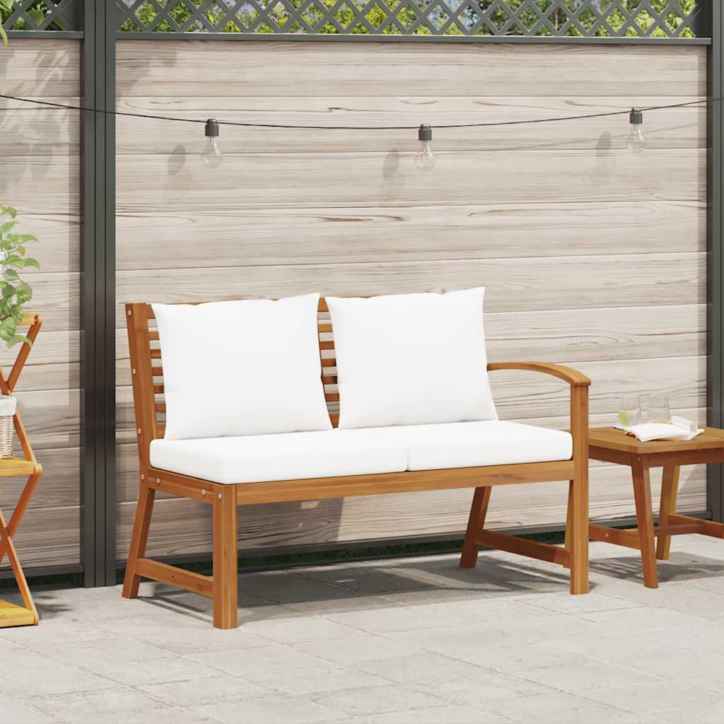 Tuinbank met crèmekleurig kussen 114,5 cm massief acaciahout is nu te koop bij PeponiXL, paradijselijk wonen!