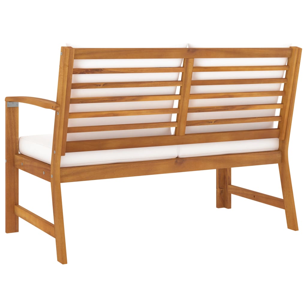Tuinbank met crèmekleurig kussen 114,5 cm massief acaciahout is nu te koop bij PeponiXL, paradijselijk wonen!