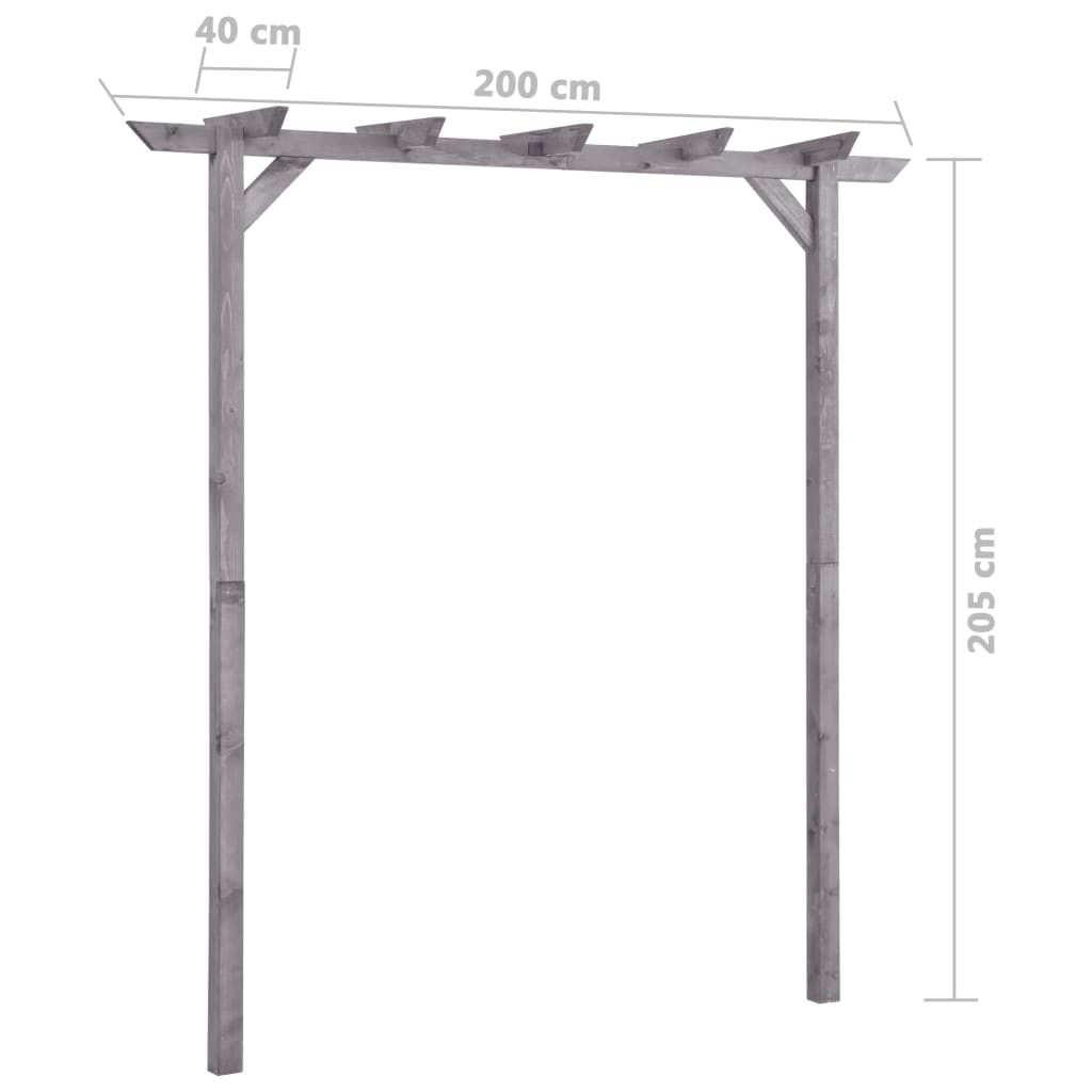Pergola 200x40x205 cm geïmpregneerd grenenhout grijs is nu te koop bij PeponiXL, paradijselijk wonen!
