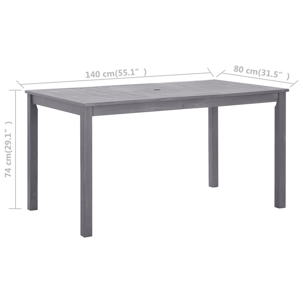 Tuintafel 140x80x74 cm massief acaciahout greywash is nu te koop bij PeponiXL, paradijselijk wonen!
