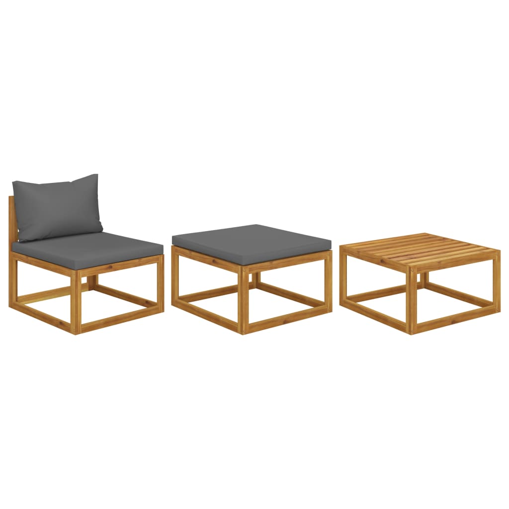 3-delige Loungeset met kussens massief acaciahout is nu te koop bij PeponiXL, paradijselijk wonen!