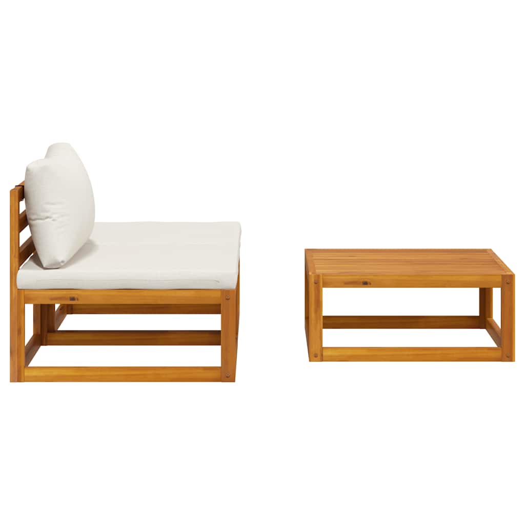 3-delige Loungeset met crèmekleurige kussens massief acaciahout is nu te koop bij PeponiXL, paradijselijk wonen!