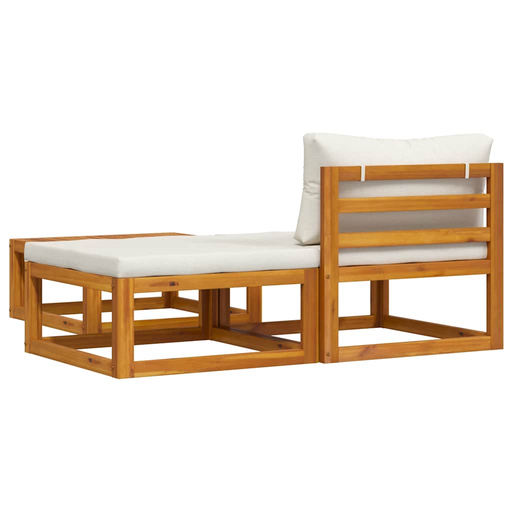 3-delige Loungeset met crèmekleurige kussens massief acaciahout is nu te koop bij PeponiXL, paradijselijk wonen!