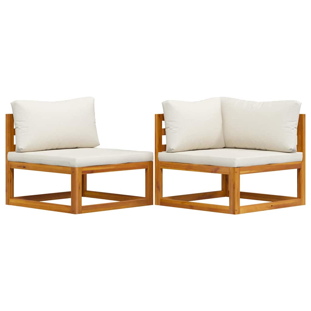 2-delig Bankstel met crèmewitte kussens massief acaciahout is nu te koop bij PeponiXL, paradijselijk wonen!