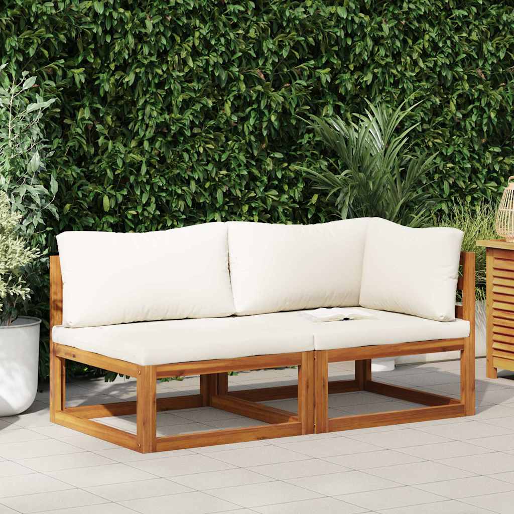 2-delig Bankstel met crèmewitte kussens massief acaciahout is nu te koop bij PeponiXL, paradijselijk wonen!