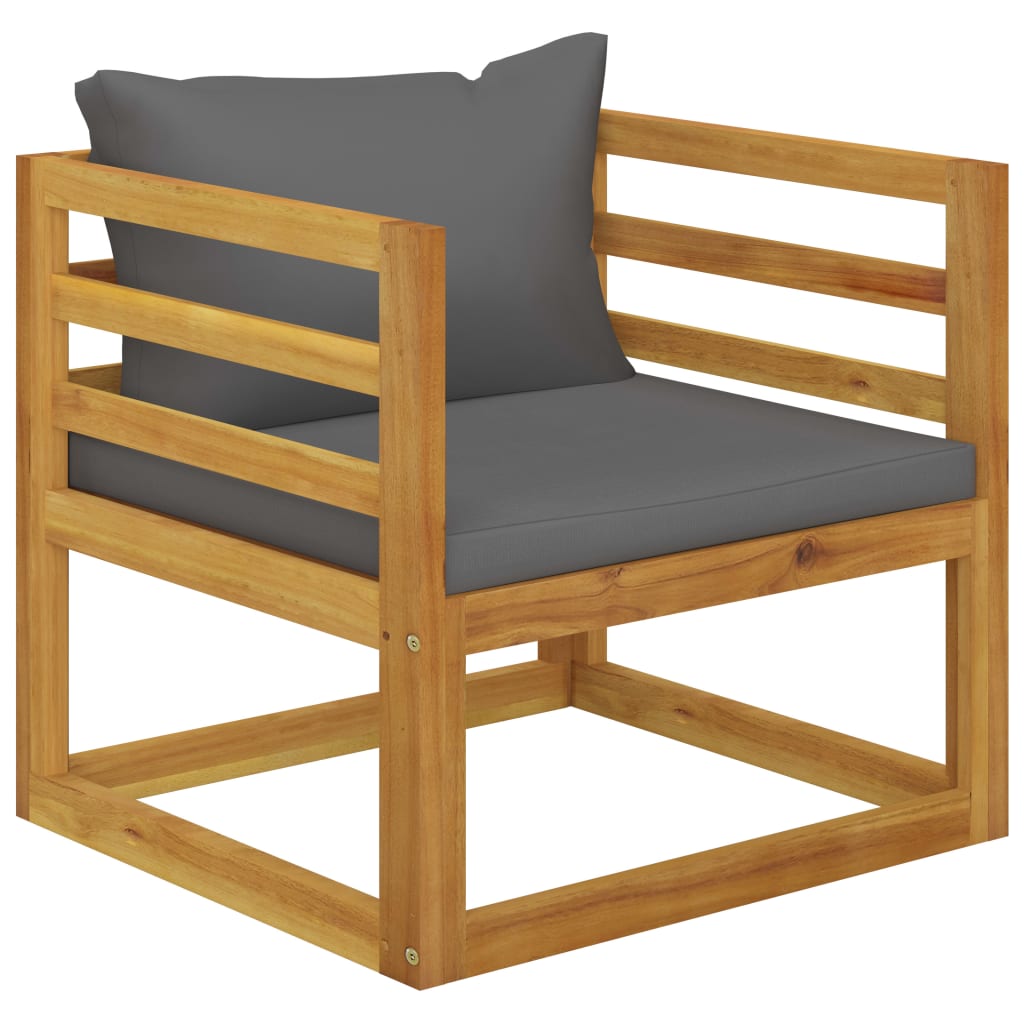 Tuinstoel met donkergrijze kussens massief acaciahout is nu te koop bij PeponiXL, paradijselijk wonen!