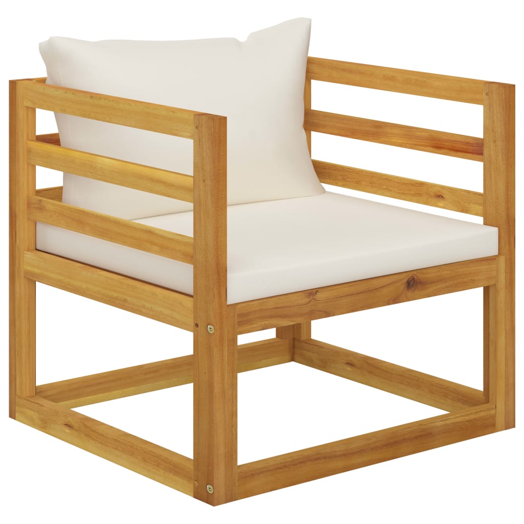 Tuinstoel met crèmekleurige kussens massief acaciahout is nu te koop bij PeponiXL, paradijselijk wonen!