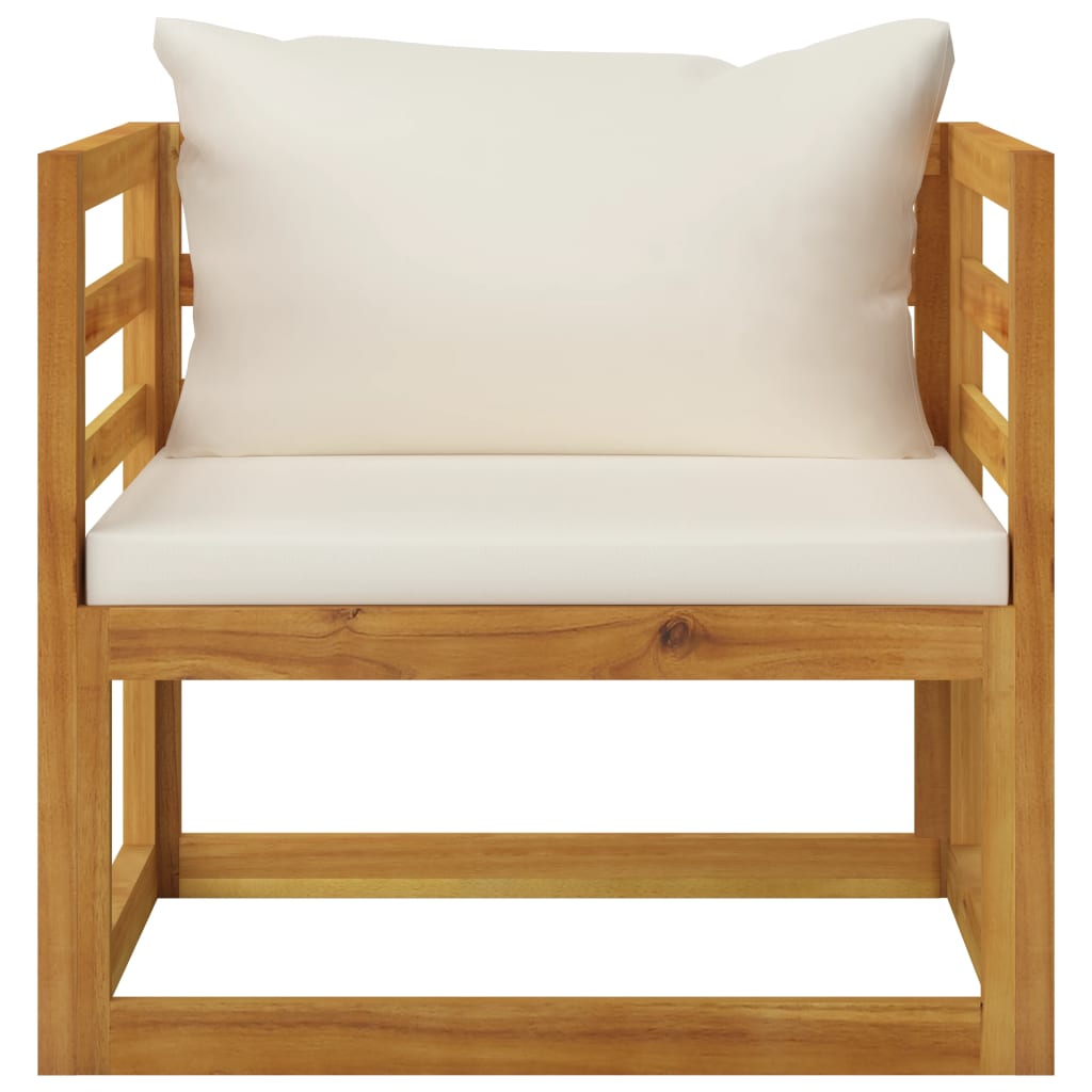 Tuinstoel met crèmekleurige kussens massief acaciahout is nu te koop bij PeponiXL, paradijselijk wonen!