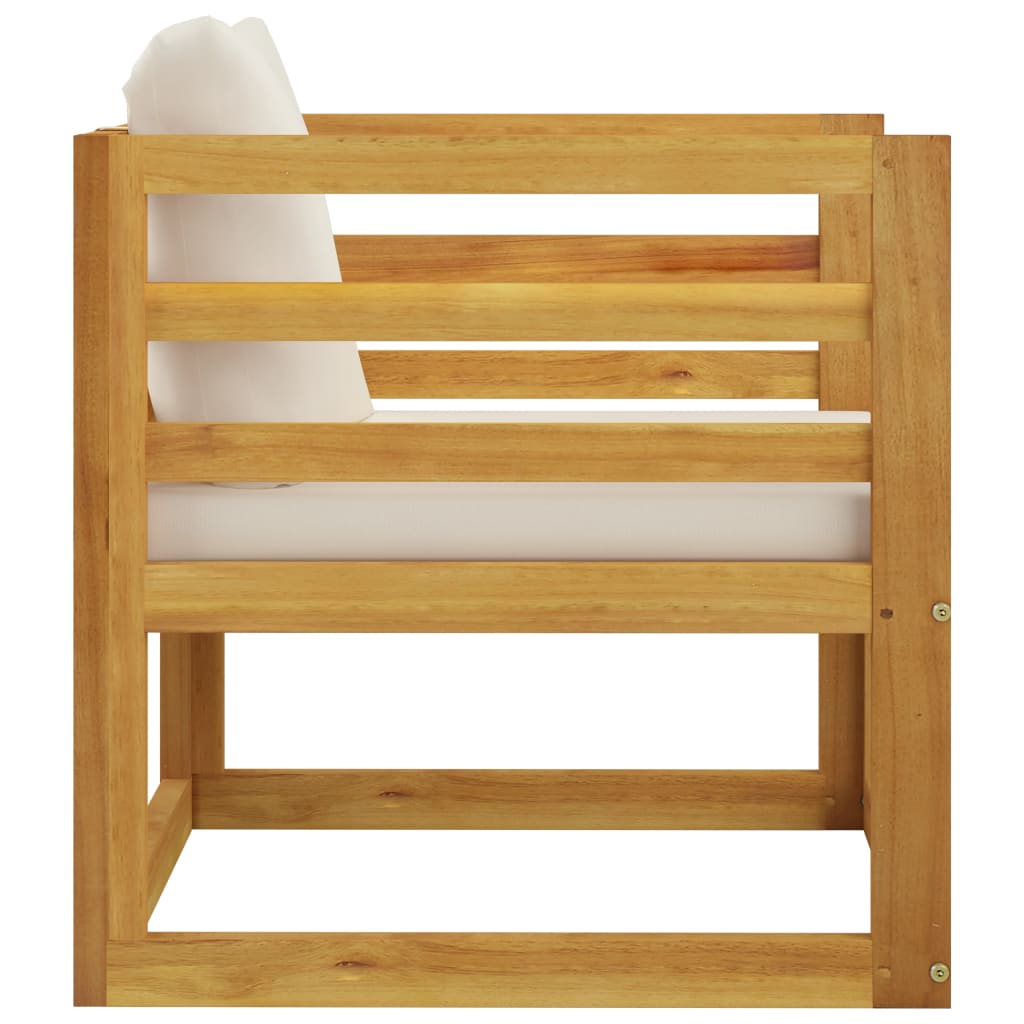 Tuinstoel met crèmekleurige kussens massief acaciahout is nu te koop bij PeponiXL, paradijselijk wonen!