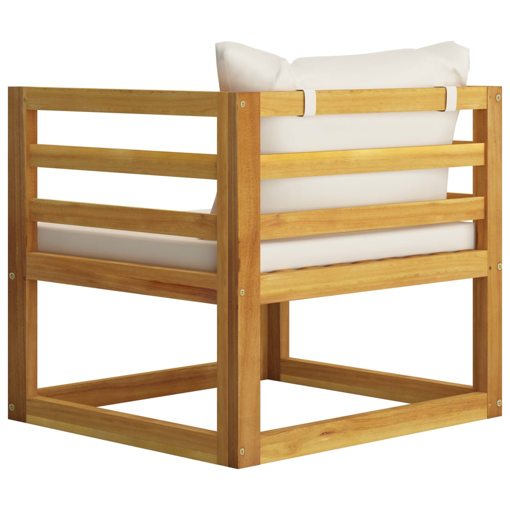 Tuinstoel met crèmekleurige kussens massief acaciahout is nu te koop bij PeponiXL, paradijselijk wonen!