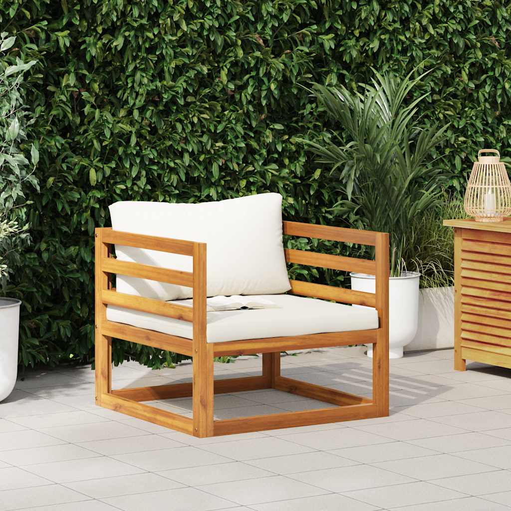 Tuinstoel met crèmekleurige kussens massief acaciahout is nu te koop bij PeponiXL, paradijselijk wonen!