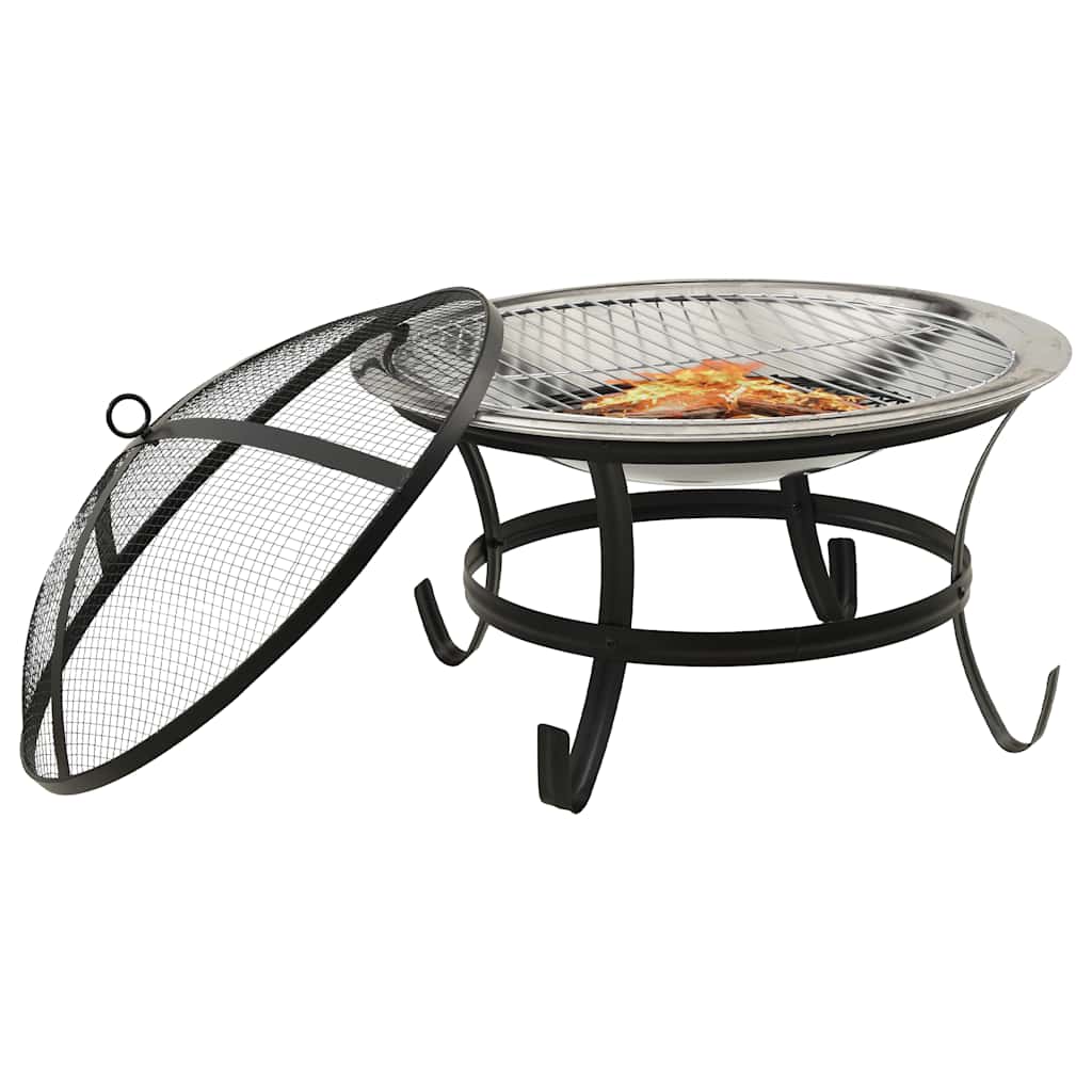 Vuurplaats en barbecue 2-in-1 met pook 56x56x49 cm rvs is nu te koop bij PeponiXL, paradijselijk wonen!