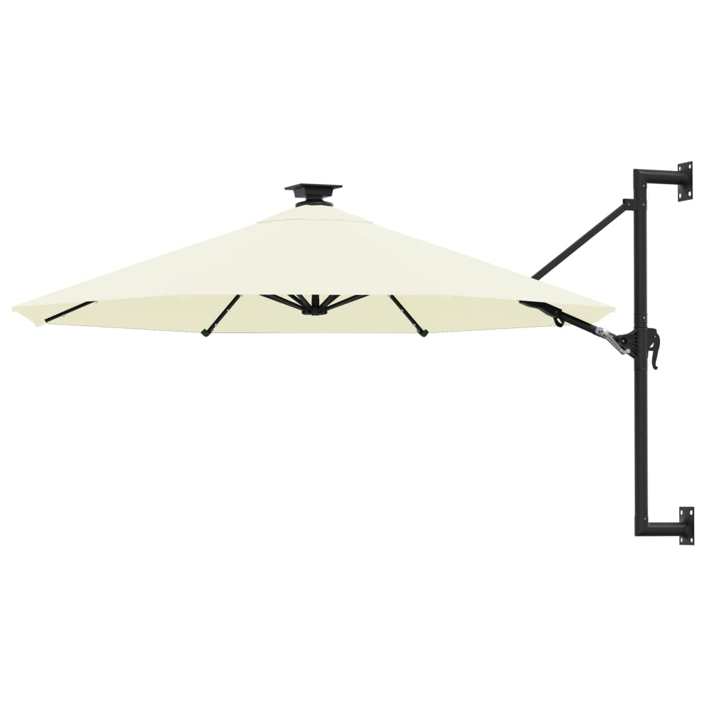 Wandparasol met LED's 300 cm zandkleurig is nu te koop bij PeponiXL, paradijselijk wonen!