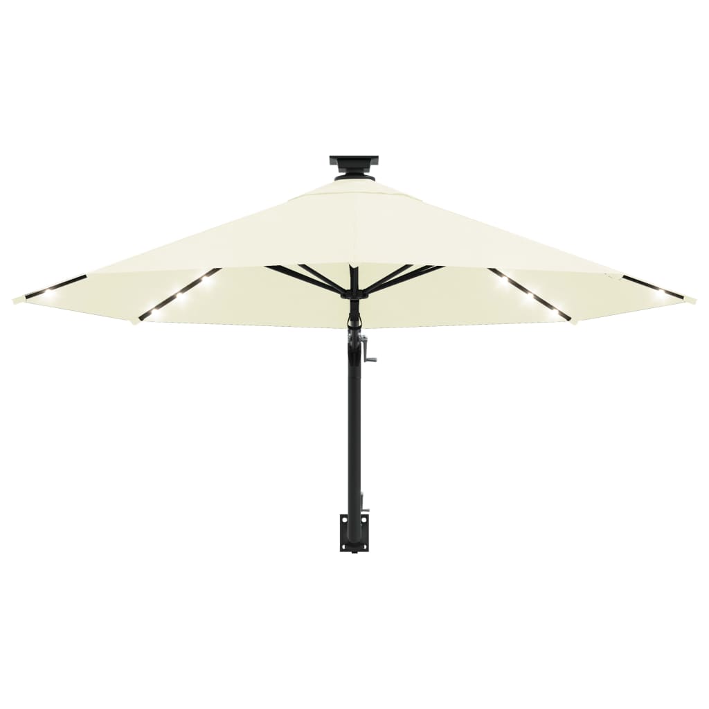 Wandparasol met LED's 300 cm zandkleurig is nu te koop bij PeponiXL, paradijselijk wonen!