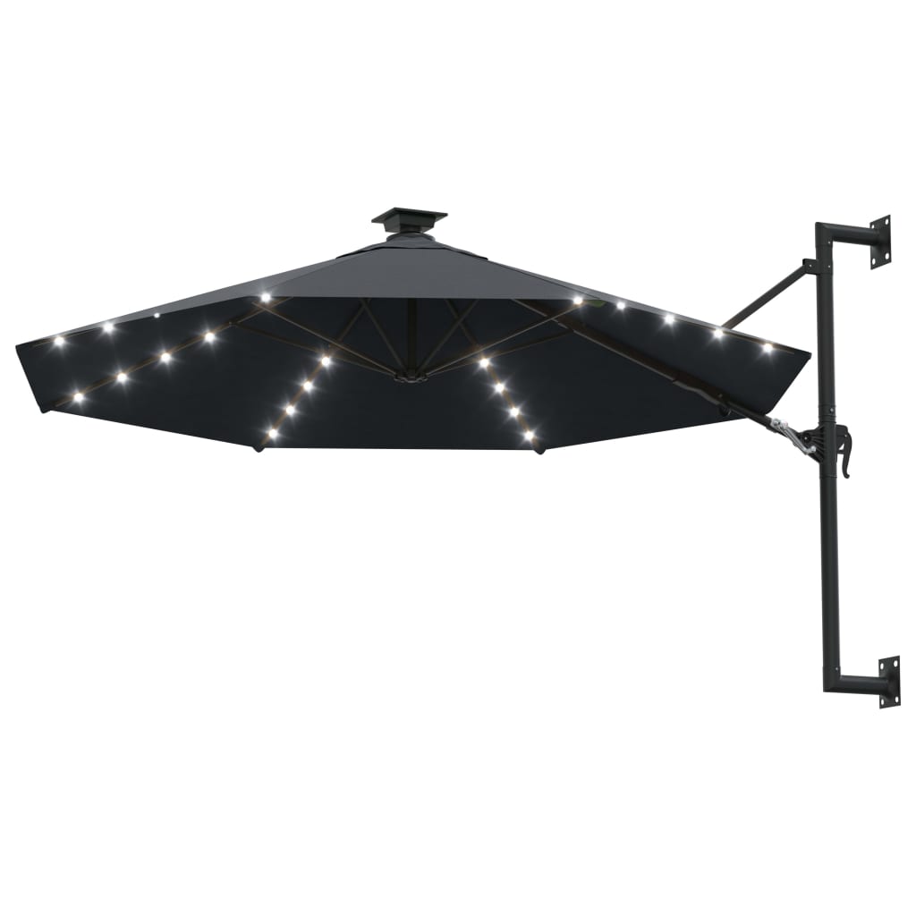 Wandparasol met LED's 300 cm antracietkleurig is nu te koop bij PeponiXL, paradijselijk wonen!