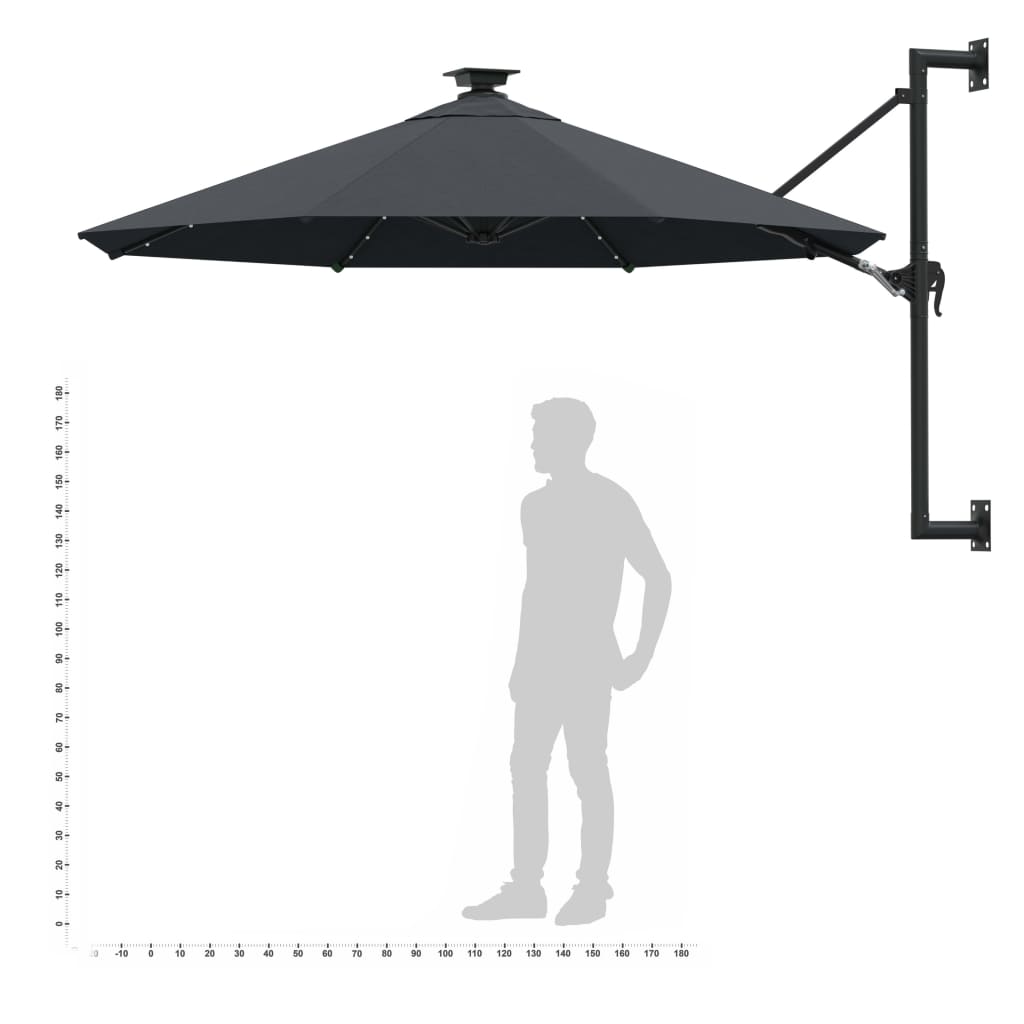 Wandparasol met LED's 300 cm antracietkleurig is nu te koop bij PeponiXL, paradijselijk wonen!