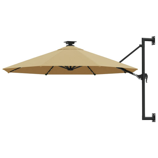 Wandparasol met LED's 300 cm taupe is nu te koop bij PeponiXL, paradijselijk wonen!