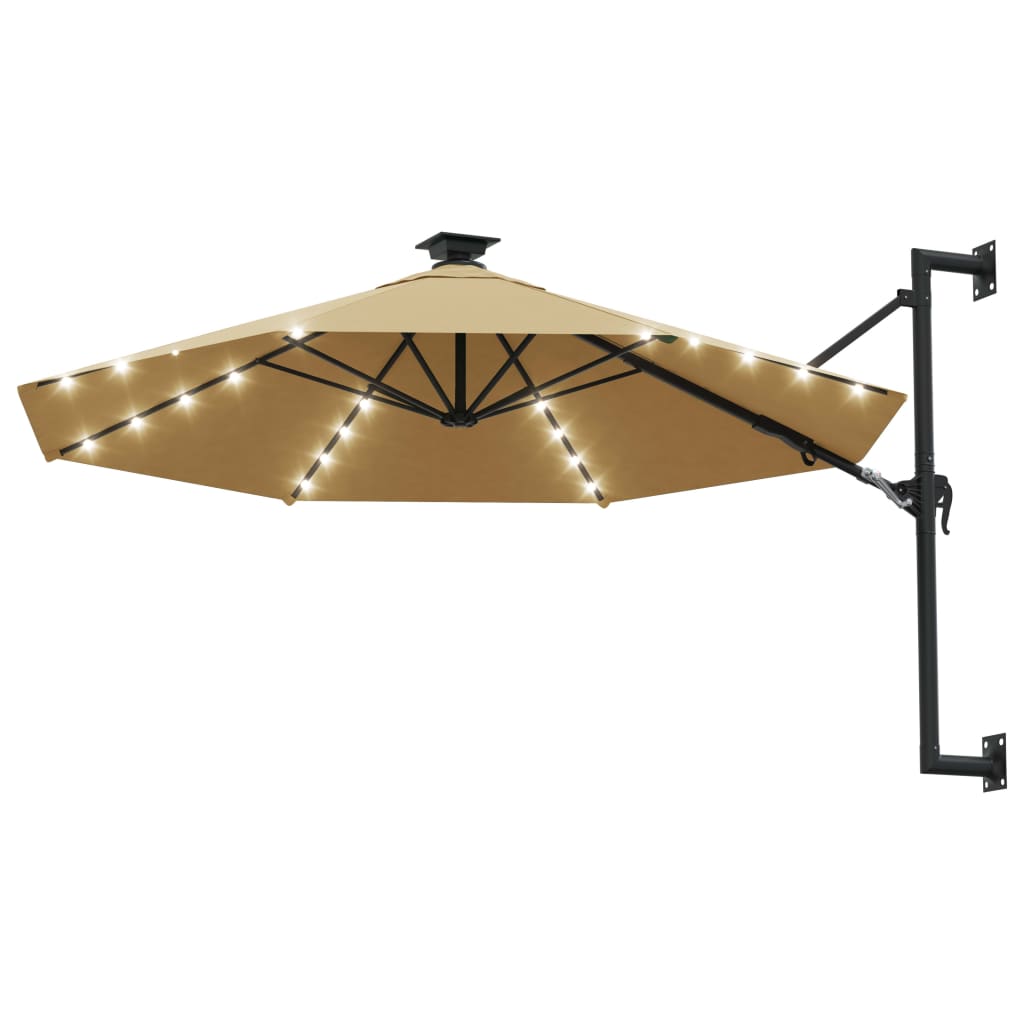 Wandparasol met LED's 300 cm taupe is nu te koop bij PeponiXL, paradijselijk wonen!