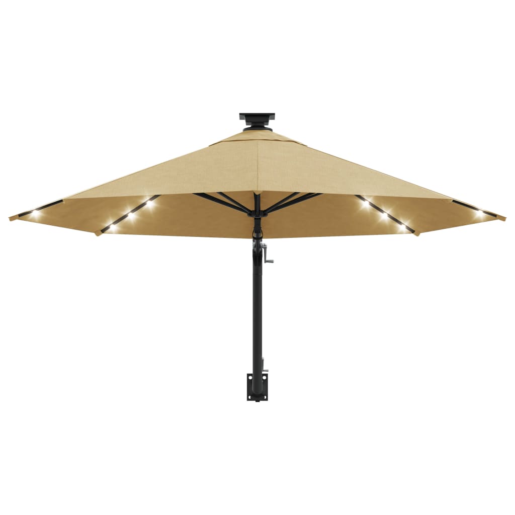Wandparasol met LED's 300 cm taupe is nu te koop bij PeponiXL, paradijselijk wonen!