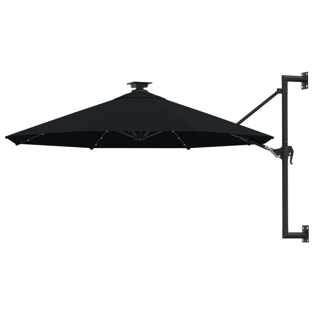 Wandparasol met LED's 300 cm zwart is nu te koop bij PeponiXL, paradijselijk wonen!
