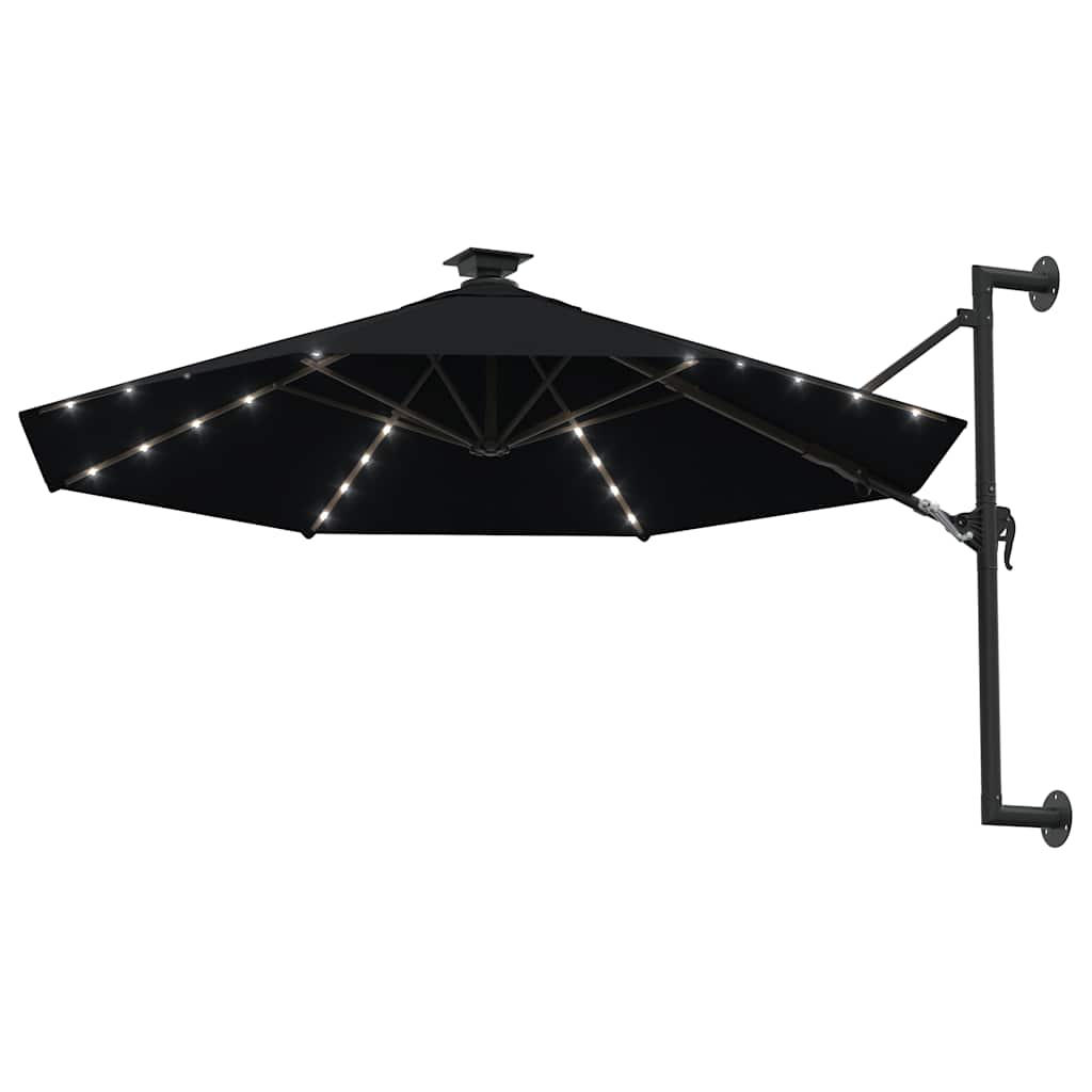 Wandparasol met LED's 300 cm zwart is nu te koop bij PeponiXL, paradijselijk wonen!