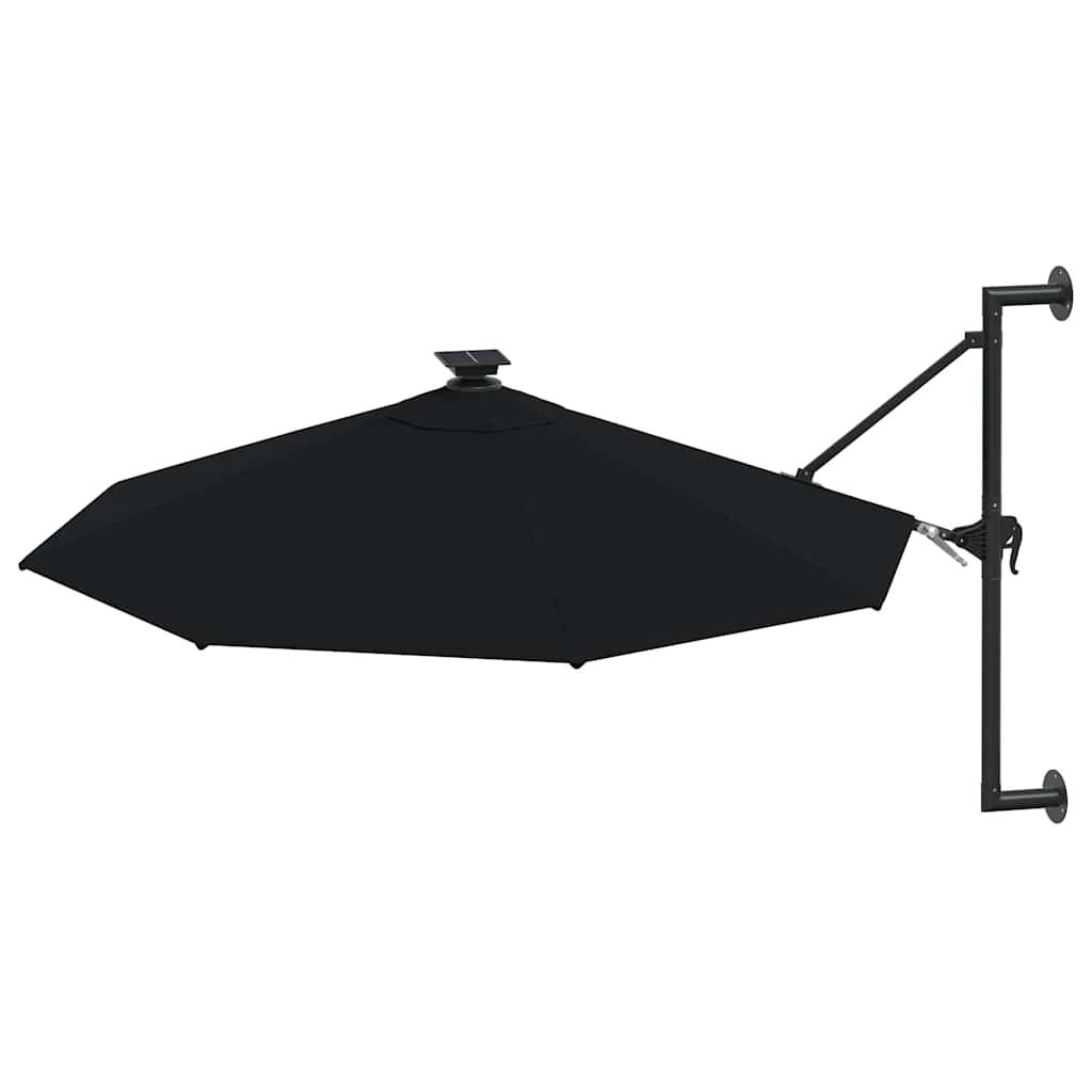 Wandparasol met LED's 300 cm zwart is nu te koop bij PeponiXL, paradijselijk wonen!