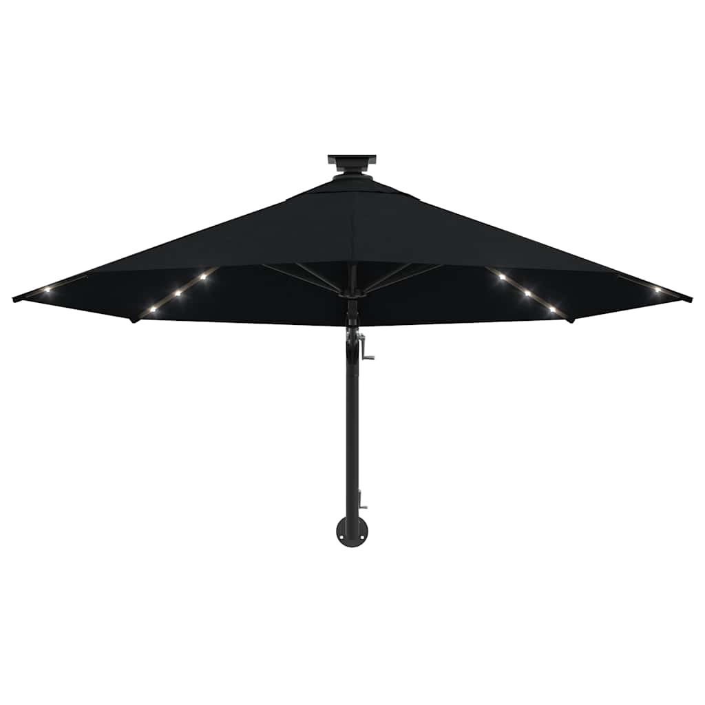 Wandparasol met LED's 300 cm zwart is nu te koop bij PeponiXL, paradijselijk wonen!