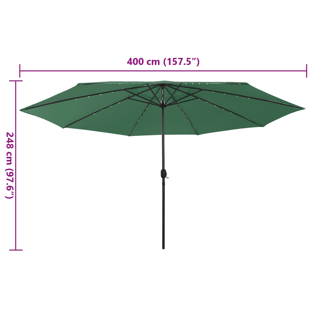Parasol met LED-verlichting 400 cm groen is nu te koop bij PeponiXL, paradijselijk wonen!