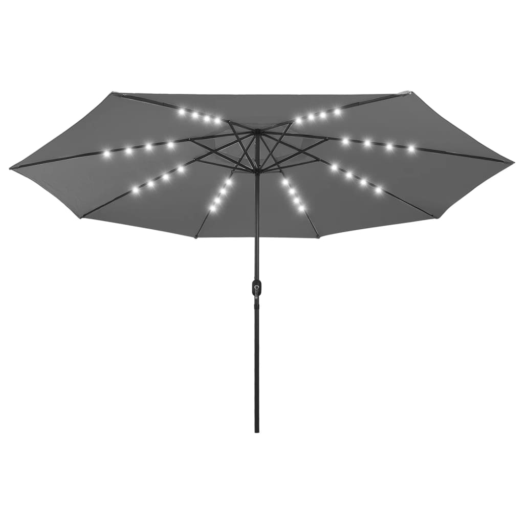Parasol met LED-verlichting 400 cm antracietkleurig is nu te koop bij PeponiXL, paradijselijk wonen!