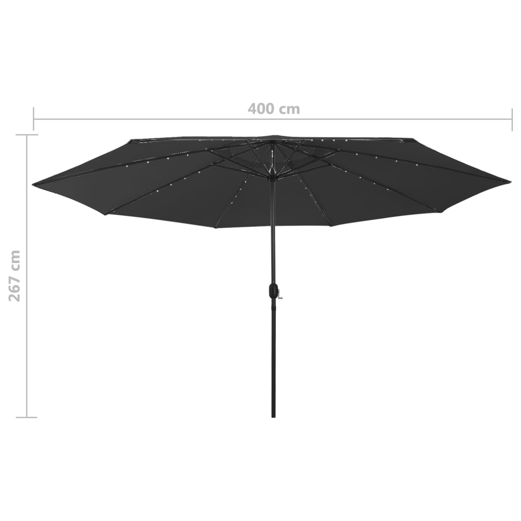 Parasol met LED-verlichting 400 cm zwart is nu te koop bij PeponiXL, paradijselijk wonen!