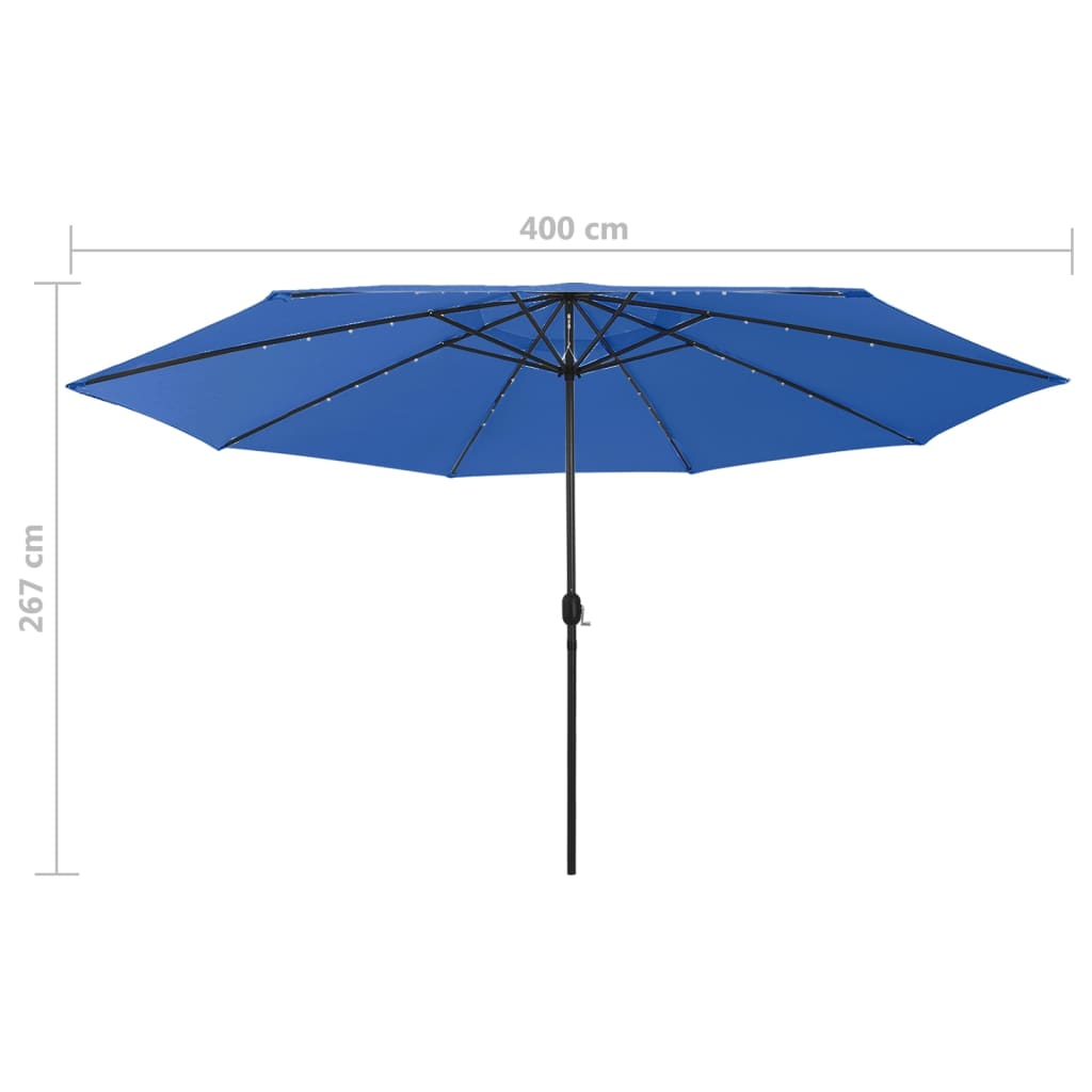 Parasol met LED-verlichting 400 cm azuurblauw is nu te koop bij PeponiXL, paradijselijk wonen!