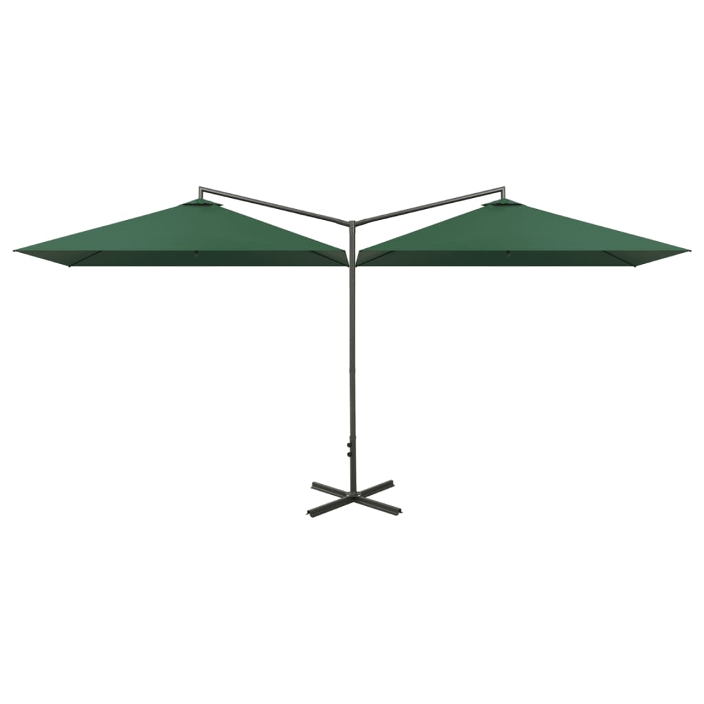 Parasol dubbel met stalen paal 600x300 cm groen is nu te koop bij PeponiXL, paradijselijk wonen!