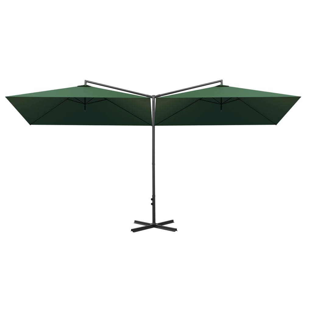 Parasol dubbel met stalen paal 600x300 cm groen is nu te koop bij PeponiXL, paradijselijk wonen!