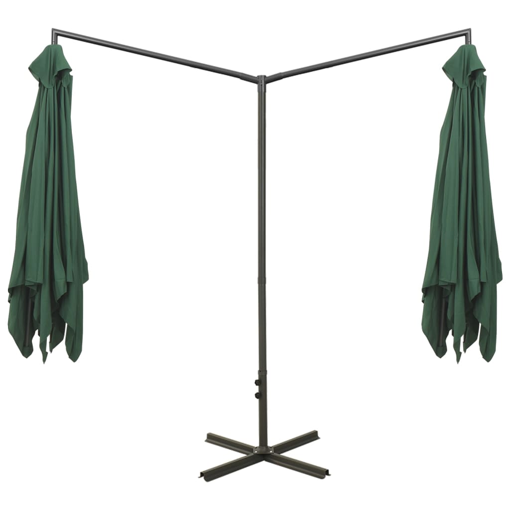 Parasol dubbel met stalen paal 600x300 cm groen is nu te koop bij PeponiXL, paradijselijk wonen!